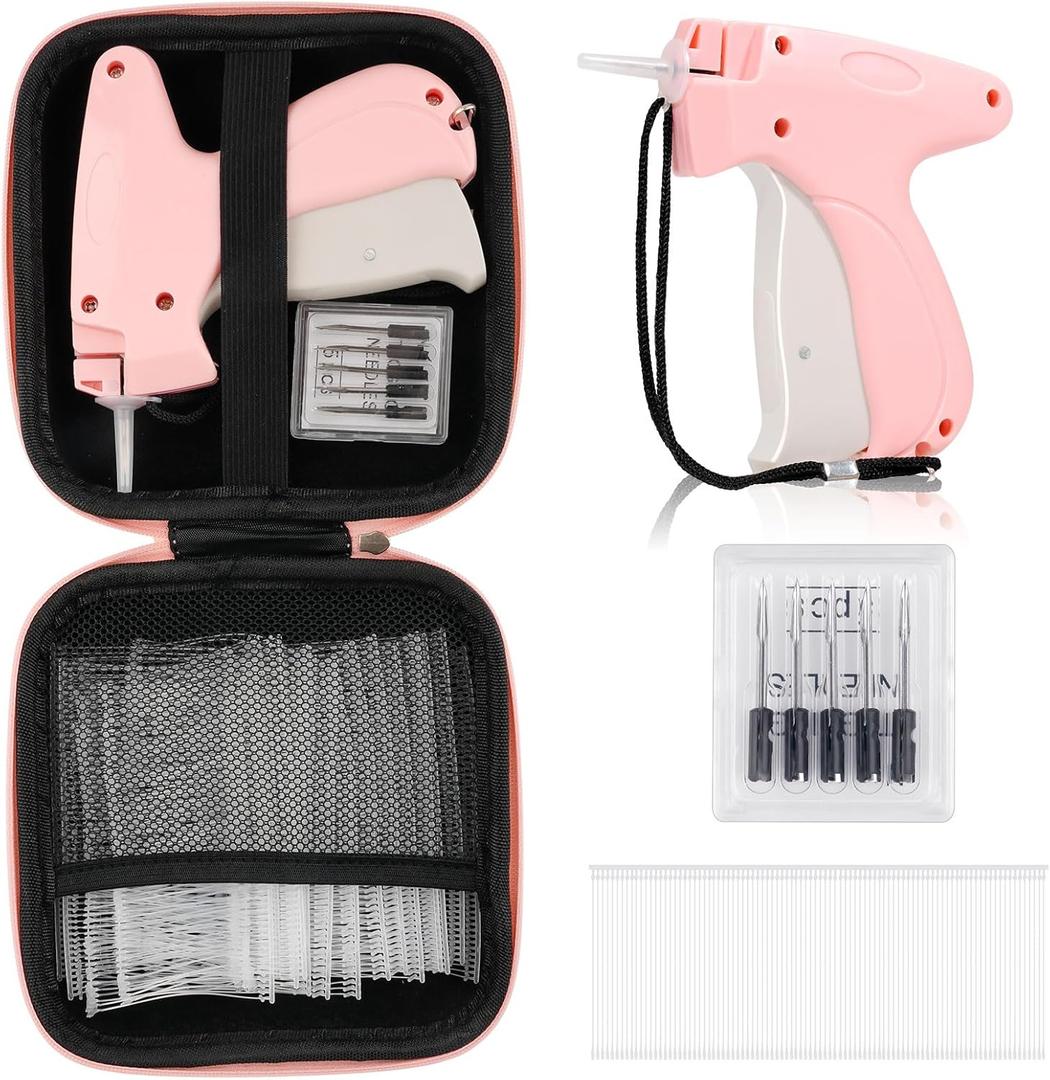 BEVTEE Price Tagging Guns for Clothes, Retail Price Tag Attacher Guns for Clothing (Not Stitch Gun), Includes 5 Needles, 1008 Barbs Fasteners, 1 Hard EVA Bag(Pink)