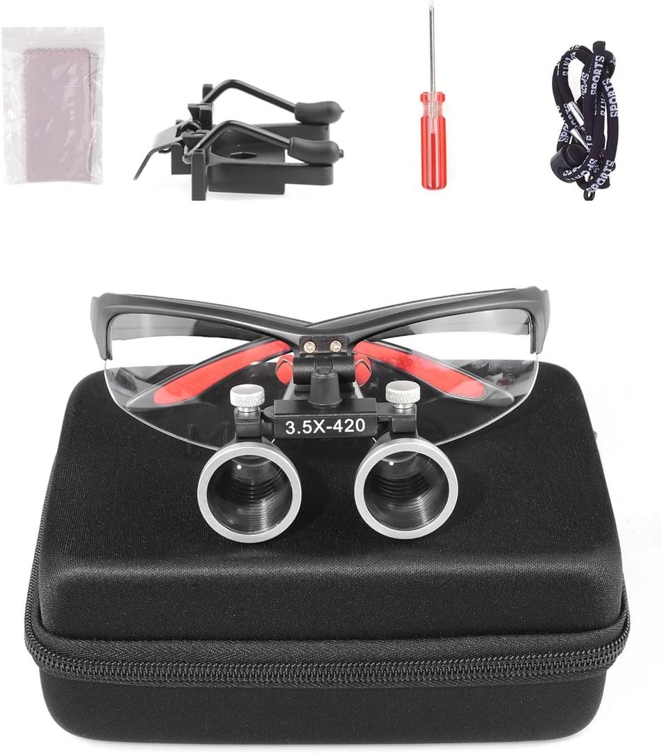 Loupes 2.5X 3.5X Magnification Binocular Magnifier Optical Glass Lens (3.5X, Black)