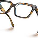 VISOONE Rectangle TR90 Blue Light Blocking Glasses Computer Eyewear with Preppy Look for Women and Men Cougar (Amber Tortoise)
