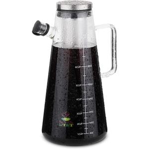 BTaT- Airtight Cold Brew Iced Coffee Maker Pitcher, 2 Liter/ 64 oz, Iced Tea Maker with Spout, Brewing Glass Carafe with Removable Stainless Steel Filter