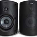 Polk Audio Atrium 6 All-Weather Outdoor Speakers with Bass Reflex Enclosure (Pair, Black), Broad Sound Coverage, Speed-Lock Mounting System