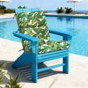 LVTXIII 2 Pack Outdoor High Back Cushions, 22" W x 20" D Tufted Seat and Back Chair Cushion with Ties, Fluffy Patio Replacement Rocking Chair Cushion for Outdoor Furniture Use, Lush Leaf Jungle, 44"x22"x4"