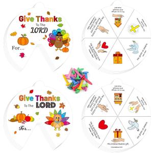 2 x 24 Sets Fall Thanksgiving Paper Craft Kits Autumn Religious Christian Coloring Cards Color Your Own Turkey Art Spining Paper Game DIY Jesus Biblical Activities for Sunday School Class