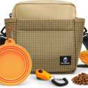 Dog Treat Pouch  Large Capacity with Magnetic Closure, Dog Walking Fanny Pack Built-in Poop Bag Dispenser, Clicker & Collapsible Bowl for Training & Walking - Khaki