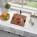 18 Inch White Drop In Bar Sink Workstation -Bokaiya 18x18 Inch Quartz Outdoor Rv Wet Bar Sink Single Bowl Small Drop In Kitchen Sinks with Cutting Board, 18"L x 18"W x 10"D