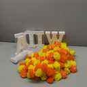 11pcs Marigold Garland for Decoration and Diwali Light up Letter Decoration 5 Feet Long Artificial Marigold Flower Garland with Bell for Mandir Decor Indian Hindu Pooja Room Light for Puja Party Decor