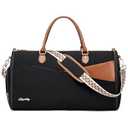 Convertible Garment Duffle Bag for Travel, Carry On Garment Bag for Women, 2 in 1 Travel Garment Bag with Shoe Compartment, Foldable Suit Travel Bag for Hanging Clothes, Black