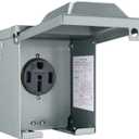50 Amp 125/250 Volt RV Power Outlet Box, Enclosed Lockable Weatherproof NEMA 14-50R Outdoor Electrical Receptacle Panel, 50 Amp RV Receptacle for Camper Trailer Motorhome Electric Car Generator