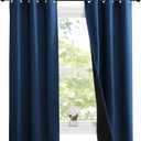 NICETOWN 100% Blackout Short Curtains with Black Liners, 2 Panels, 37"W by 63"L, Moroccan Blue, Solid Thermal Insulated Full Blackout 2-Layer Lined Drapes, Energy Efficiency Window Drapes for Bedroom