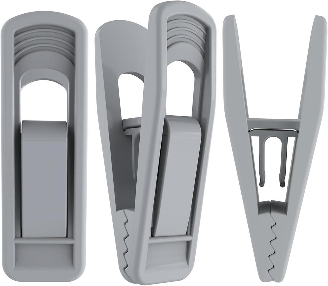 TOFIIGREM Hanger Clips for Velvet Hangers (Grey, 40 PCS), Non-Slip Plastic Clips Skirt Hanger Clips for Gray Flocking Hangers