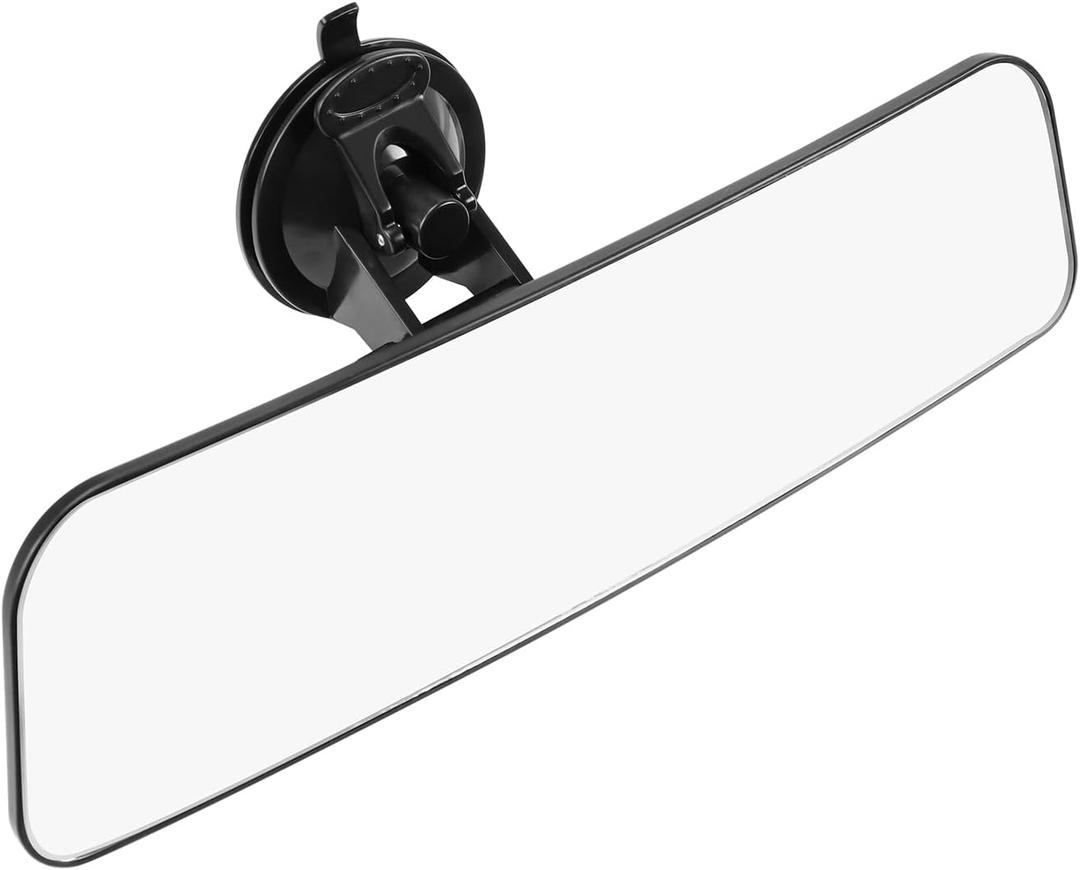 12" Large Convex Rear View Mirror, Suction Cup Anti-Glare Rearview Mirror White with Panoramic Wide Angle Mounted on Windshield for RV Marine Auto Boat Truck SUV Van (Convex Clear Surface)