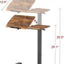 Sakugi Overbed Bedside Table with Wheels, Right-Side Tilt Top, 29.1"–39" H, 12.9" D × 27.6" W × 29.1"–39" H