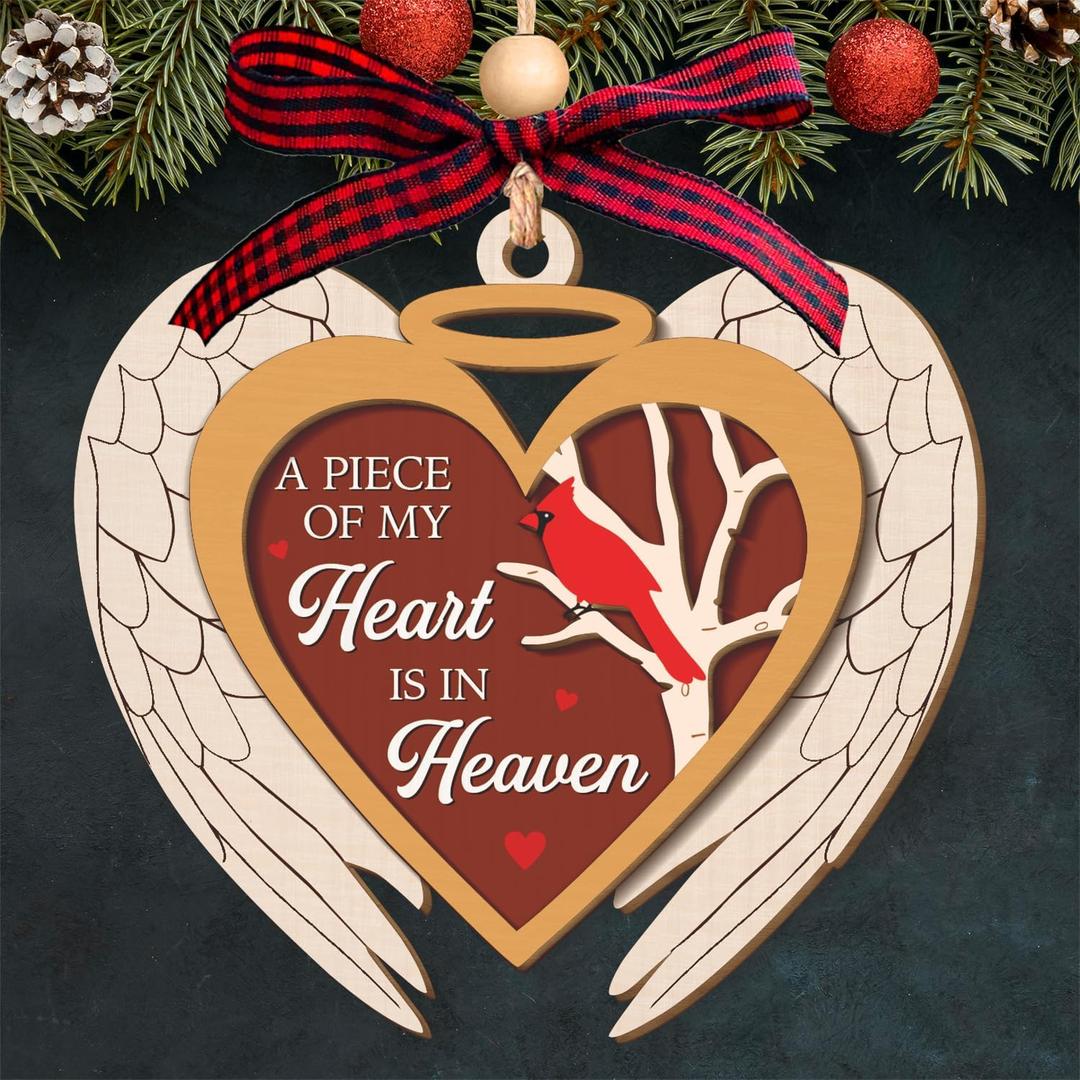 2 x NewEleven Memorial Ornament - Sympathy Gift, Heartfelt Messesage, Memorial Gifts for Loss of Mom, Dad - Heart Ornament from Friends, Family - Christmas Ornaments