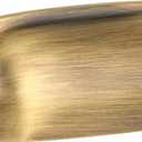 SALISENG Brushed Antique Brass Kitchen Cabinet Cup Pulls 5 Pack, 2-1/2Inch Solid Brass Handles for Dresser Drawer Cupboard Wardrobe, Flat Vanity Closet Door Pulls, Furniture Hardware Pull