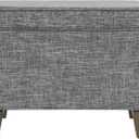 HomePop Home Decor | Medium Square Storage Ottoman with Hinged Lid | Ottoman with Storage for Living Room & Bedroom, Grey