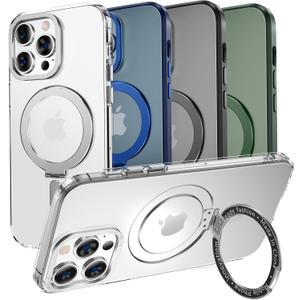 MAGIC JOHN for iPhone 11 Pro Case[Compatible with Magsafe] [with Magnetic Metal Stand][Military Grade Shockproof][Anti Yellowing],Translucent Matte Back with Soft Edge,Clear