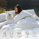 DWR Heavyweight Down Feather Fibers Comforter Oversized King, Ultra-Soft Cotton Blend Fabric, Overfilled Winter Warm Hotel Duvet Insert for Cold Weather/Sleeper (120x98, White)