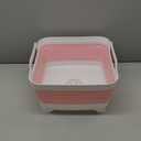 Collapsible Wash Basin 9L, Foldable Dish Tub with Drain Plug, Portable Collapsible Dish Basin, Camping Sink for Washing Dishes, Laundry & Kitchen Use (Pink)