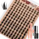 Higu clace Manga-Lash-Clusters Kit 10-18mm,Natural Lash Cluster D curl,Lash Clusters Kit with Bond and Seal Remover and Tweezers, DIY Lash Extension at Home(140pcs-Manga-set)