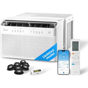 Midea 8,000 BTU U Shaped Smart Inverter Window Air Conditioner - Cools 350 Sq Ft, Ultra Quiet with Open Window Flexibility - Alexa/Google Assistant Compatible - 37% Energy Savings, Remote (Updated)