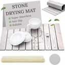 Large Stone Dish Drying Mat 24"16"  Super Absorbent, Quick-Dry & Foldable Diatomaceous Earth Drying Stone for Kitchen Counter with Slip-Resistant Surface, Ideal For Countertops & Bathroom Use  Grey