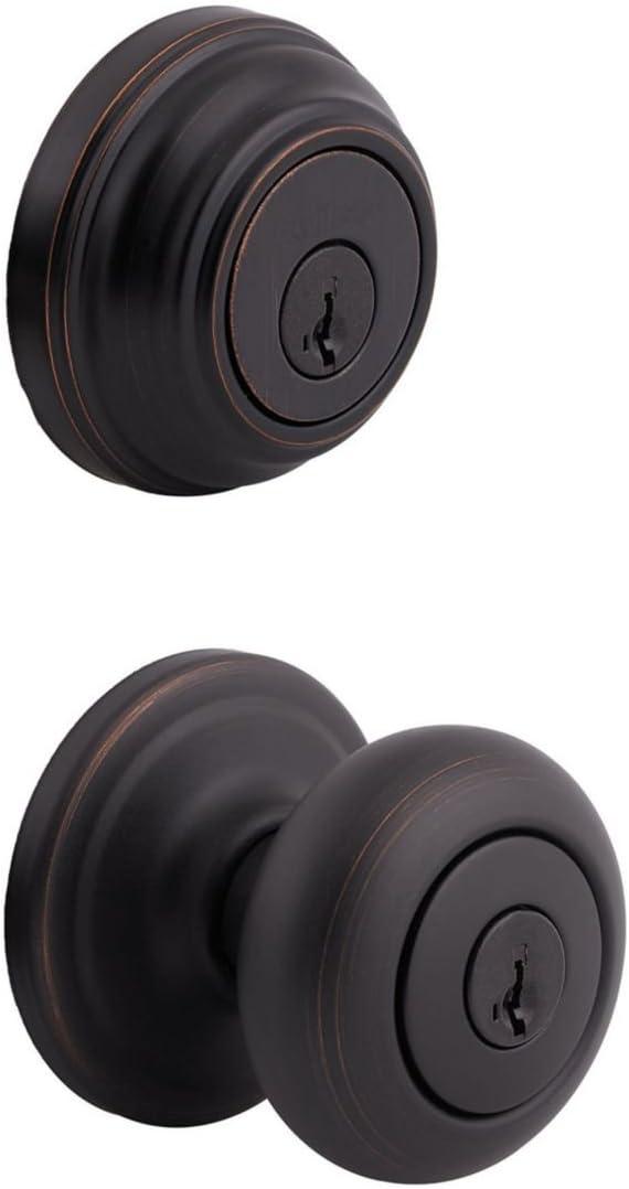 Kwikset 99910-035 Juno Entry Door Knob and Single Cylinder Deadbolt Combo Pack, 3, Venetian Bronze