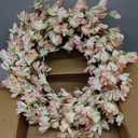 Spring Wreath for Front Door, 24 Inch Spring Forsythiaon Wreath Front Door Pink Forsythiaon Grapevine Wreaths for Festival Celebration Front Door Wall Window Decoration Home Decor