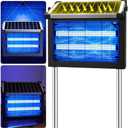 Bug Zapper Outdoor Solar Powered, Zwiran Mosquito Zapper Indoor with 4500V High Powered, Electric Fly Zapper with Extension Cord and Grounding Bracket, Rechargeable Waterproof Mosquito Killer