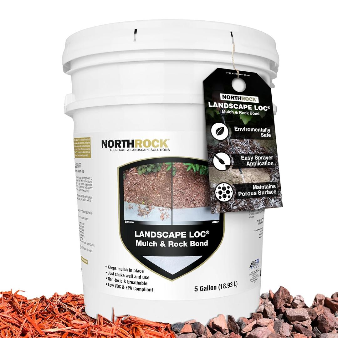 Mulch & Rock Bond - Binder for Mulch, Rock, Bark, & Pea Gravel, Safe for Plants & Pets, Strong Stabilizing Glue (5 Gallon)