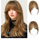 Clip in Bangs – 100% Real Human Hair Fringe with Temples, Light Auburn Brown French Bangs Hair Clip Hairpiece for Women, Natural Look, Easy Trim & Secure BB Clips for Daily Wear