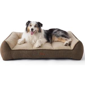 Bedsure XL Orthopedic Dog Beds Large Sized Dog - Extra Thick Supportive Dogs Couch with Waterproof Washable Cover, Extra Large Comfort Pet Bed Sofa with Soft Plush Sherpa and Nonskid Bottom, Brown
