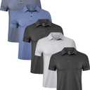 TELALEO 5 Pack Mens Polo Shirts Quick Dry Short Sleeve Golf T Shirt Performance Moisture Wicking Casual Workout,L