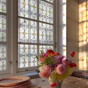 3D Stained Glass Window Film, Decorative Window Privacy Film for Bathroom,Front Door,Home, Sun Blocking Heat Control,Static Cling,A Million Dreams, 23.6inch x 35.4inch