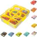 Patent Divided Serving Tray with Lid & Handle - Snackle Box Organizer for Charcuterie, Veggies, Fruits, Candy - Portable Food Storage for Travel, Beach, Picnics1 pcs, Yellow