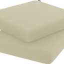 Favoyard Outdoor Chair Cushion 16 x 17 x 3 Inch Rainproof & 3-Year Fade Resistant Patio Furniture Cushions with Removable Cover and Adjustable Ties for Garden Sofa Couch Pads Set of 2, Beige