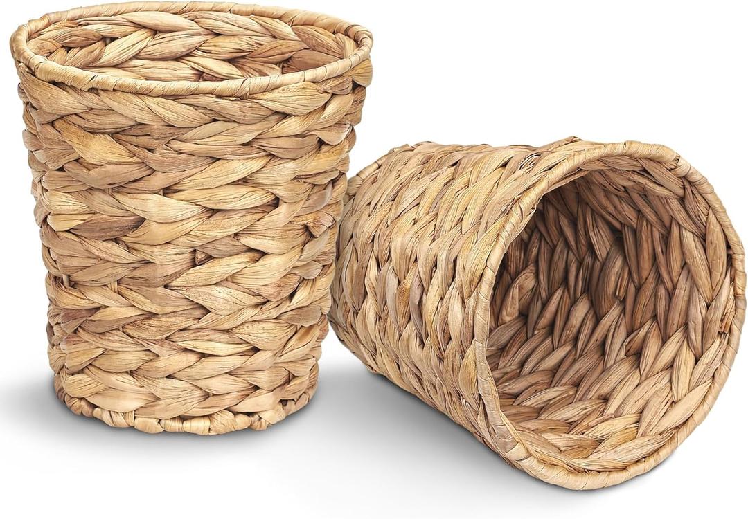Wicker Waste Basket for Bedroom, Trash Can, Rattan Wastebaskets, Small 1 Gallons (2 Pack)
