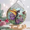 Stained Glass Suncatcher Ornament - Hummingbird Christmas Decorations - Christmas Ornaments for Tree - Holiday Present Ideas - Gift Exchange