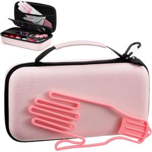Golf Glove Holder Case with Glove Shaper, Pink Protective Hard Shell Accessory Case, Golf Gift for Woman, for Tees, Ball Markers, Phone, Divot Tool and Accessories