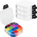 4 Pcs Airtight Paint Storage Palette Box 16 Wells Stay Wet 4.4x3.5x1 in Small Paint Palette with Lid Acrylic Storage Container Tray for Watercolor Gouache Oil Painting Art