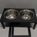 Elevated Dog Bowls Black, 4 Height & Angle Adjustable Raised Dog Bowl Stand, Elevated Dogs Bowl Station for Medium Sized, Sturdy Bamboo Dogs Feeding Station with 2 Stainless Steel Dishes (48oz/6cup)