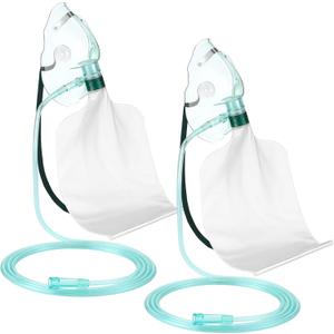 Geiserailie 2PCS XL Non Rebreather Oxygen Mask with Reservoir Bag, Non Rebreathing Oxygen Mask with 6.6ft Tubing and Adjustable Elastic Strap