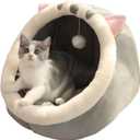PUXING Cat Bed for Indoor Cats Cat Cave Bed Cat House Cat Tent Hideaway Pod for Indoor Cats Felt Kitten Beds Covered Cat House for Ultimate Cozy Comfort(Size:M)
