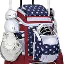 KAVIGOR Catchers Gear Bag with Wheels, 90L Rolling Baseball/Softball Bag Holds 2 Sets of Gear with Glove Compartment, Helmet Holder & Shoe Compartment, Large