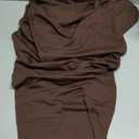 GORGLITTER Women's Asymmetrical One Shoulder Maxi Dress Formal Wedding Guest Cocktail Prom Summer Ruched Long Sundress (Coffee Brown) Small