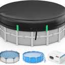 LXKCKJ 18 Ft Round Pool Cover, Solar Pool Covers for Above Ground Pools, Winter Pool Cover Protector with Drawstring Design Increase Stability, PE Tarp Ideal for Waterproof and Dustproof (Black)