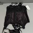 Women's Sexy Lace Lingerie Set with Garter Belt Bodysuit Teddy and Panty ((S-M), Black)
