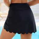 Blooming Jelly Womens High Waisted Bikini Bottoms Tummy Control Swim Skirt Side Drawstring Bathing Suit Bottoms 2026 (Black, M)