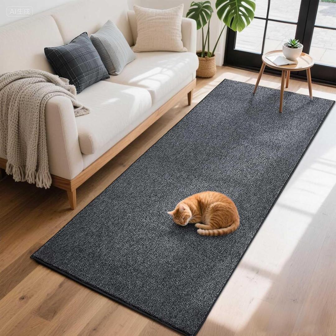 FinRec 2x6 Washable Runner Rugs for Kitchen Hallway Bedroom, Low Pile Thin Rug Solid Color, Non-Slip Carpet Indoor for Home Decor (Grey)