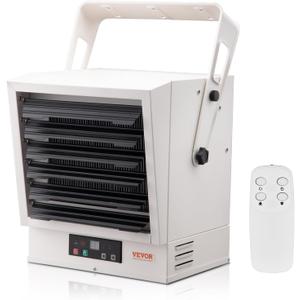 VEVOR Electric Garage Heater, 10000-Watt Digital Fan-Forced Wall/Ceiling Mount Shop Heater, with Remote Control Overheat Protection, Hardwired with 9-Hour Timer, Ideal for Workshop