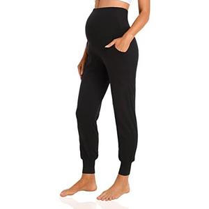 V VOCNI Women's Maternity Pants Maternity Activewear Jogger Track Cuff Sweatpants Over The Belly Stretchy Pregnancy Pants, Medium